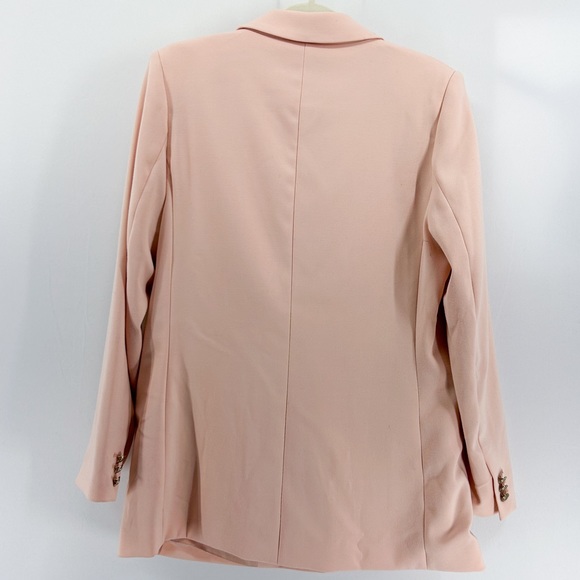 H&M Baby Pink Double Breasted Oversized Blazer Jacket Gold Buttons Size 12 - Picture 4 of 8